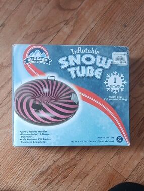 Blizzard King Inflatable 42" Snow Tube - Pink & Black Spiral Single Rider Age 6+